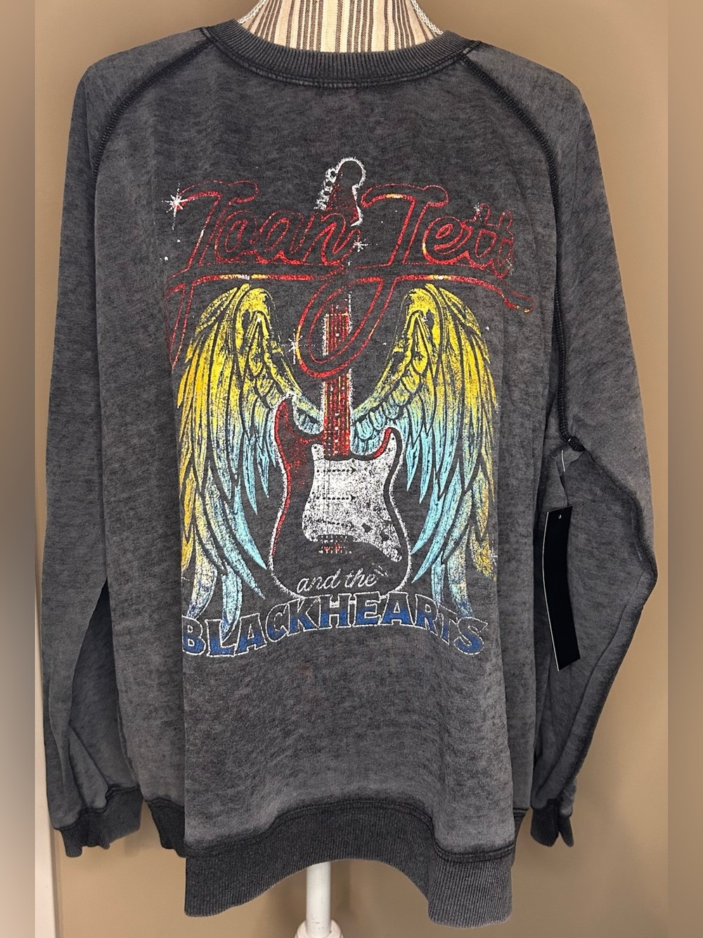 NWT Joan Jett Wings Burnout Pullover Size L